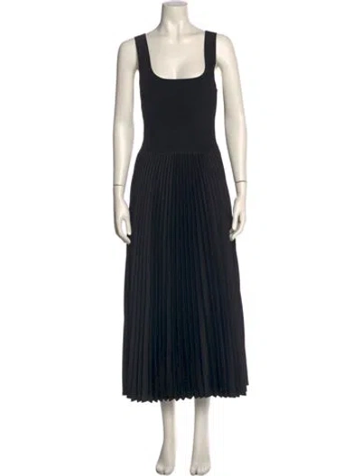 Pre-owned Theory Square Neckline Long Dress In Black