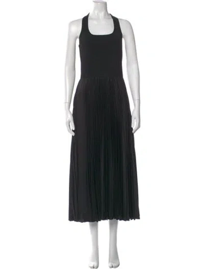 Pre-owned Theory Square Neckline Long Dress In Black