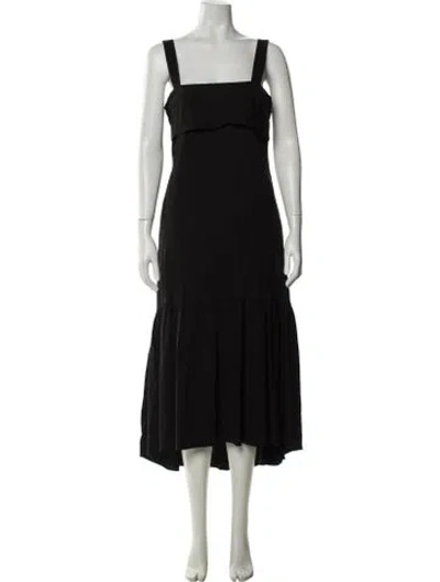Pre-owned Theory Square Neckline Long Dress In Black