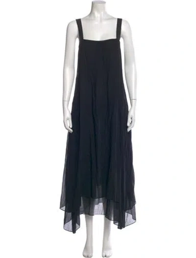 Pre-owned Theory Square Neckline Long Dress In Black