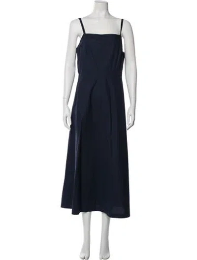 Pre-owned Theory Square Neckline Long Dress In Blue