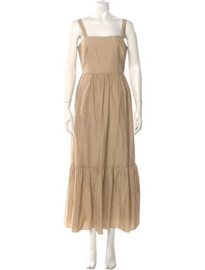 Pre-owned Theory Square Neckline Long Dress W/ Tags In Brown