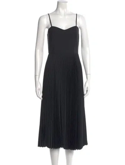 Pre-owned Theory Square Neckline Midi Length Dress In Black