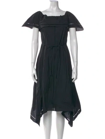 Pre-owned Theory Square Neckline Midi Length Dress In Black