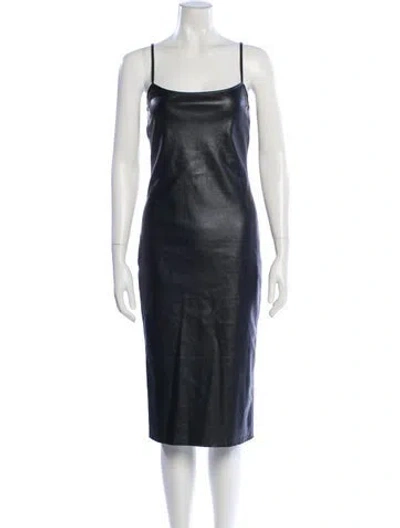 Pre-owned Theory Square Neckline Midi Length Dress In Black
