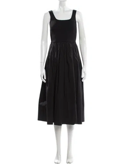 Pre-owned Theory Square Neckline Midi Length Dress In Black