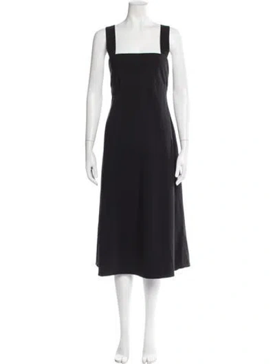 Pre-owned Theory Square Neckline Midi Length Dress In Black