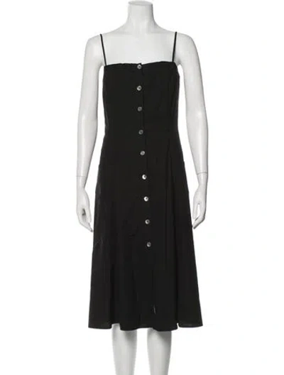 Pre-owned Theory Square Neckline Midi Length Dress In Black