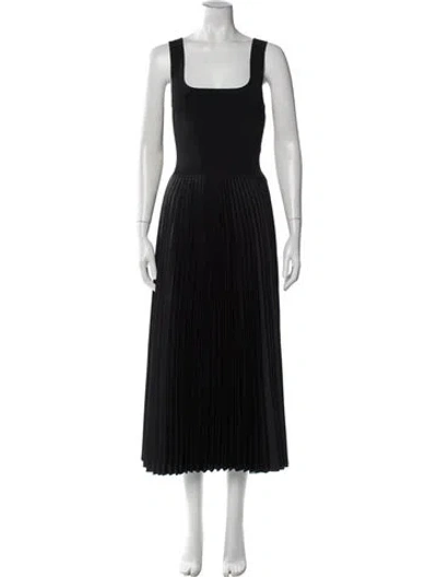 Pre-owned Theory Square Neckline Midi Length Dress In Black
