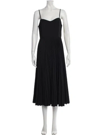 Pre-owned Theory Square Neckline Midi Length Dress In Black