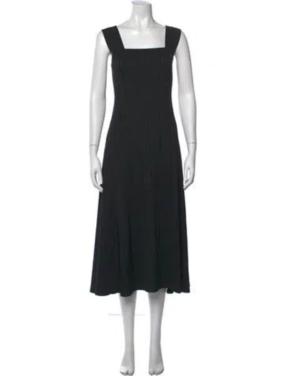 Pre-owned Theory Square Neckline Midi Length Dress In Black
