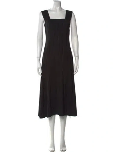 Pre-owned Theory Square Neckline Midi Length Dress In Black