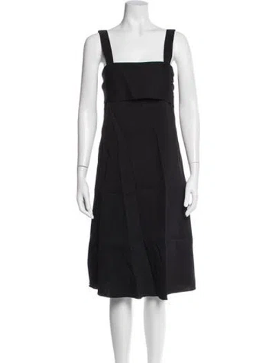 Pre-owned Theory Square Neckline Midi Length Dress In Black
