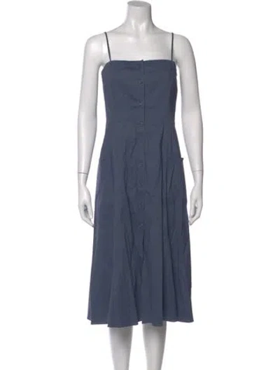Pre-owned Theory Square Neckline Midi Length Dress In Blue