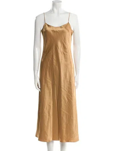 Pre-owned Theory Square Neckline Midi Length Dress In Gold