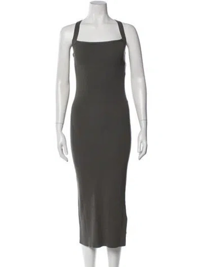 Pre-owned Theory Square Neckline Midi Length Dress In Gray