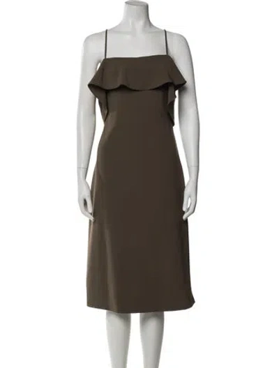 Pre-owned Theory Square Neckline Midi Length Dress In Green