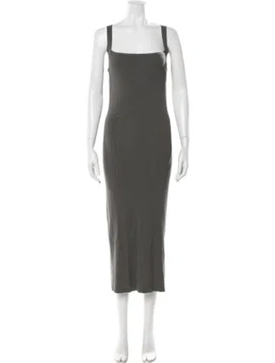 Pre-owned Theory Square Neckline Midi Length Dress In Green