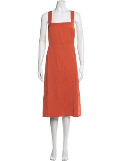 Pre-owned Theory Square Neckline Midi Length Dress In Orange