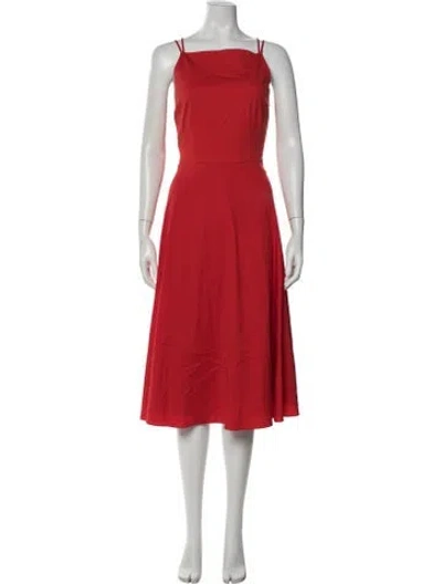 Pre-owned Theory Square Neckline Midi Length Dress In Red