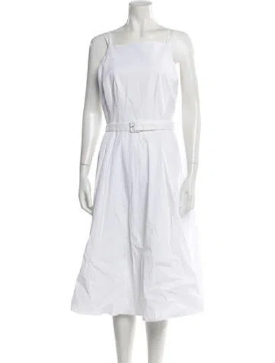 Pre-owned Theory Square Neckline Midi Length Dress In White