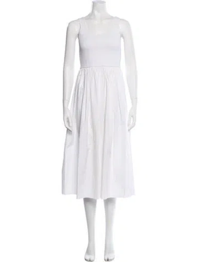 Pre-owned Theory Square Neckline Midi Length Dress In White