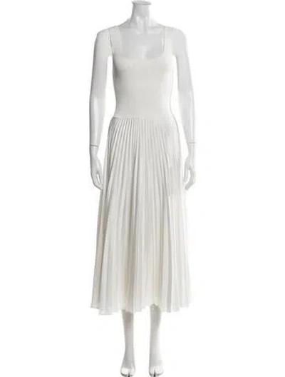 Pre-owned Theory Square Neckline Midi Length Dress In White