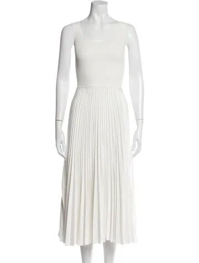 Pre-owned Theory Square Neckline Midi Length Dress In White