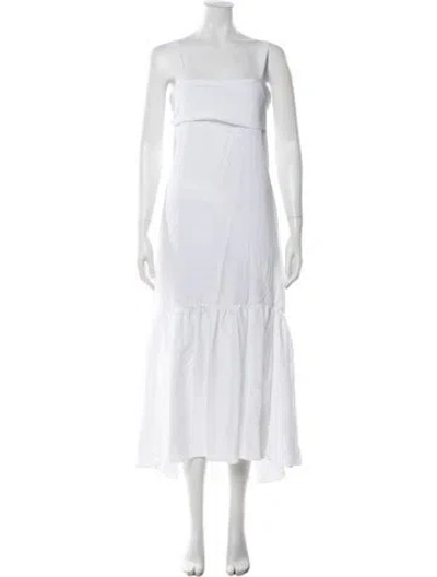 Pre-owned Theory Square Neckline Midi Length Dress In White