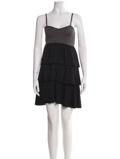 Pre-owned Theory Square Neckline Mini Dress In Black
