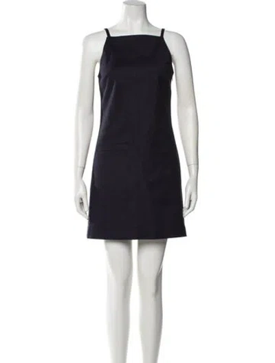 Pre-owned Theory Square Neckline Mini Dress In Blue