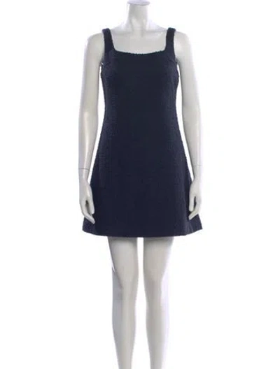 Pre-owned Theory Square Neckline Mini Dress In Blue