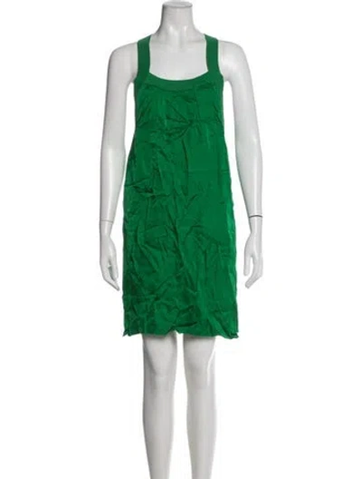 Pre-owned Theory Square Neckline Mini Dress In Green