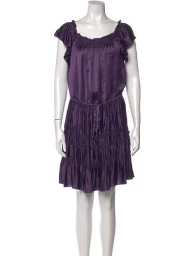 Pre-owned Theory Square Neckline Mini Dress In Purple