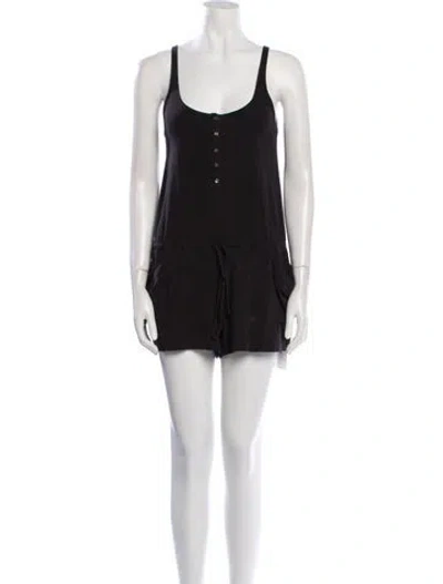 Pre-owned Theory Square Neckline Romper In Black