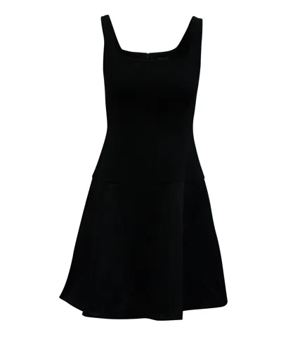 Theory Square Neckline Sleeveless Dress In Black Triacetate