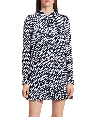 Theory Square Print Mini Dress In Saphire Multi