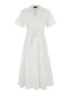 Theory White Dress With French Collar And Removable Waist Belt In White