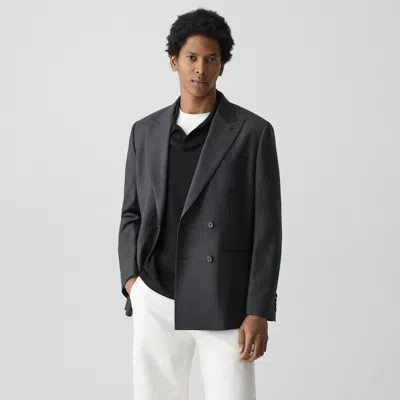 Theory Standard Double-breasted Blazer In Sartorial Wool In Gray