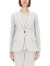 Theory Structured Blazer With Notched Lapels And Back Vent In Grey