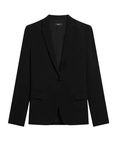 Theory Staple Blazer In Admiral Crepe In Black