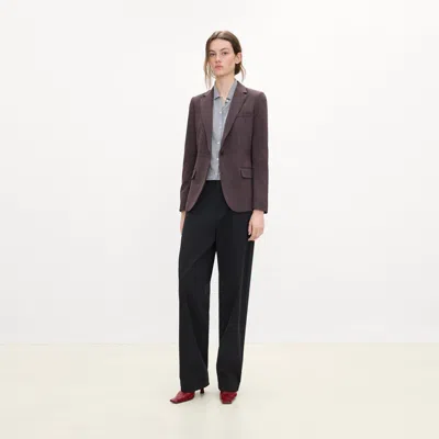 Theory Staple Blazer In Mélange Crepe In Brown