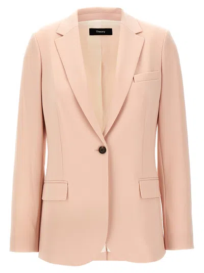 Theory Etiennette Stretch Wool Blazer In Pink