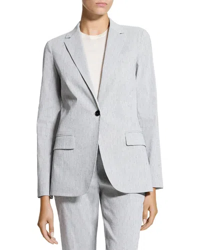 Theory Staple Linen-blend Blazer In Gray