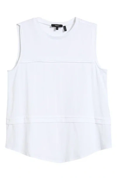 Theory Step Pleat Organic Pima Cotton Tank In White