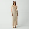 Theory Stitched Midi Dress In Sheen Cotton In Brown