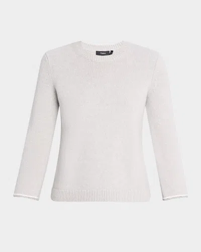 Theory Stitched Wool-cashmere Crewneck Sweater In Pltnmmulti
