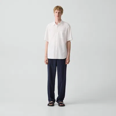Theory Straight Drawstring Pant In Performance Suiting In Blue