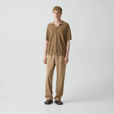 Theory Straight Drawstring Pant In Performance Suiting In Brown