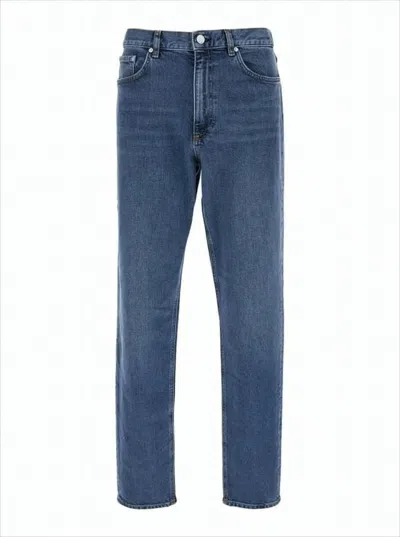 Theory Straight-leg Denim Pants With Classic Waist In Blue